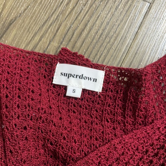 Superdown Channing Knot Front Sweater Oxblood S - Picture 7 of 9